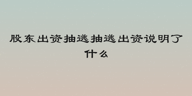 股东出资抽逃抽逃出资说明了什么