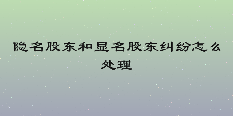 隐名股东和显名股东纠纷怎么处理