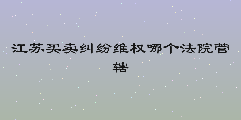 江苏买卖纠纷维权哪个法院管辖