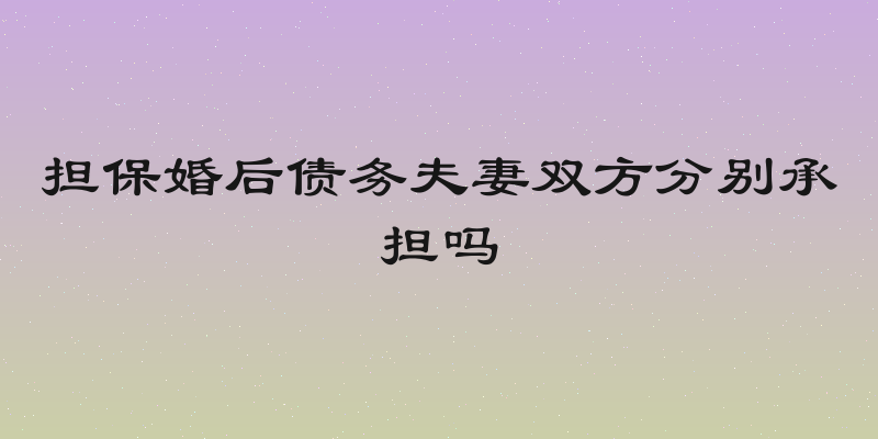 担保婚后债务夫妻双方分别承担吗