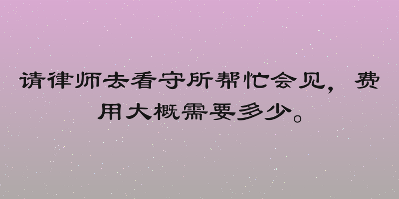 请律师去看守所帮忙会见，费用大概需要多少。