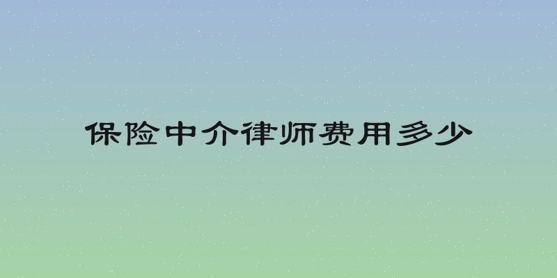保险中介律师费用多少