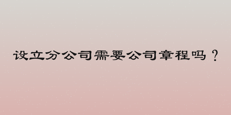 设立分公司需要公司章程吗？