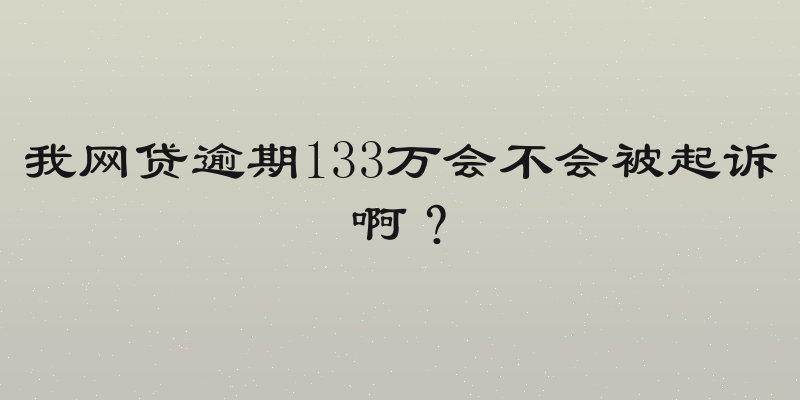 我网贷逾期133万会不会被起诉啊？