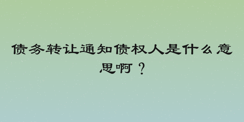 债务转让通知债权人是什么意思啊？