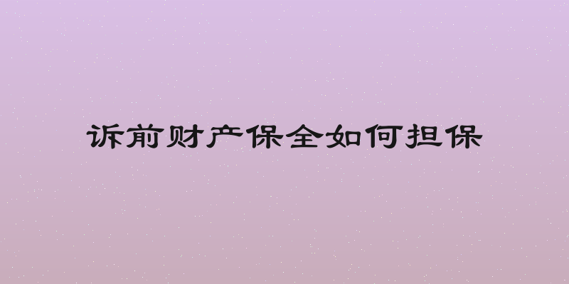 诉前财产保全如何担保