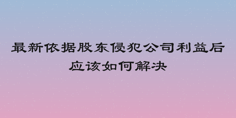最新依据股东侵犯公司利益后应该如何解决