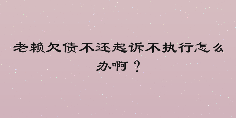 老赖欠债不还起诉不执行怎么办啊？