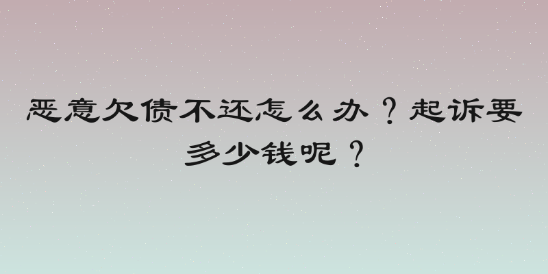 恶意欠债不还怎么办？起诉要多少钱呢？