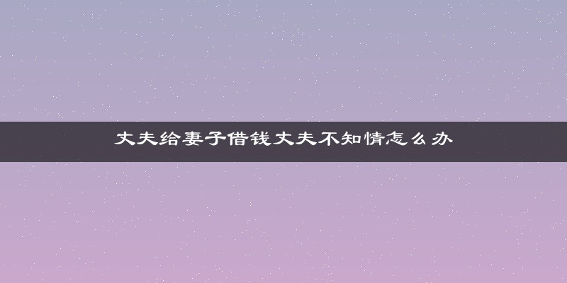 丈夫给妻子借钱丈夫不知情怎么办