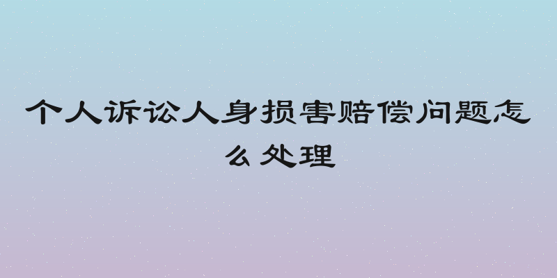 个人诉讼人身损害赔偿问题怎么处理