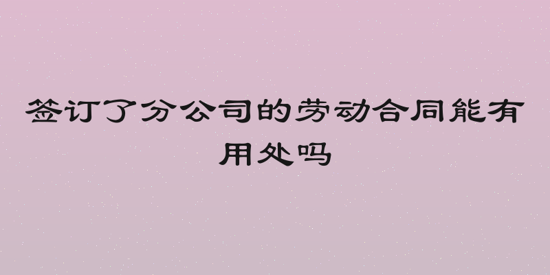 签订了分公司的劳动合同能有用处吗