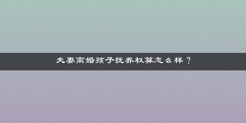 夫妻离婚孩子抚养权算怎么样？
