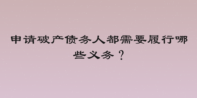 申请破产债务人都需要履行哪些义务？