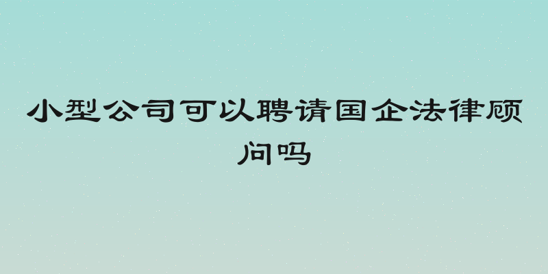 小型公司可以聘请国企法律顾问吗