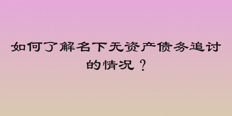 如何了解名下无资产债务追讨的情况？