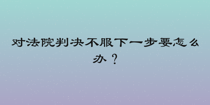对法院判决不服下一步要怎么办？