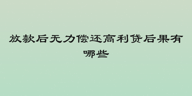 放款后无力偿还高利贷后果有哪些