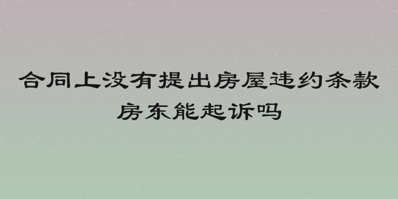 合同上没有提出房屋违约条款房东能起诉吗
