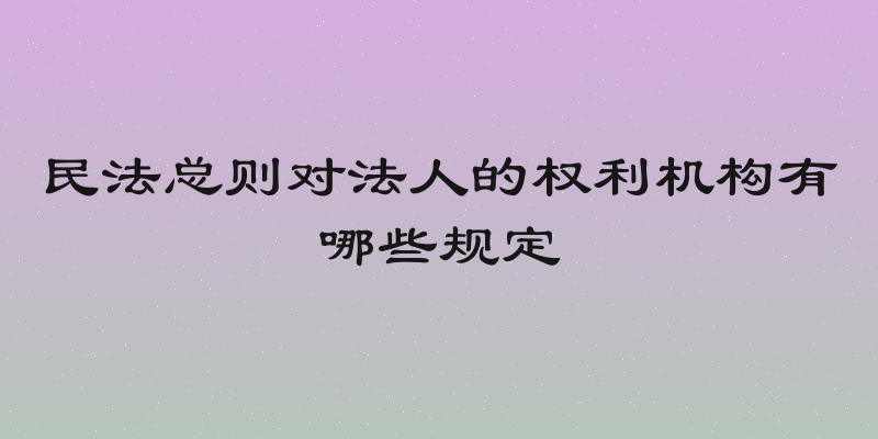 民法总则对法人的权利机构有哪些规定