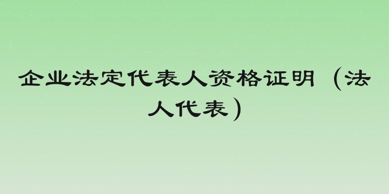 企业法定代表人资格证明（法人代表）