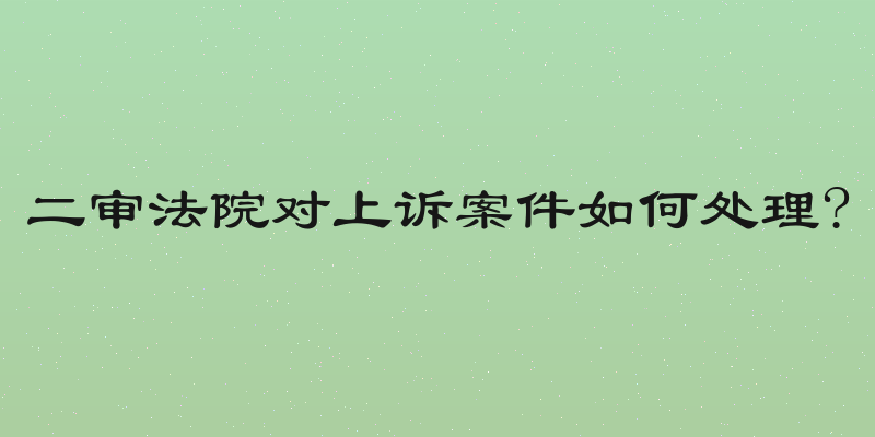 二审法院对上诉案件如何处理?