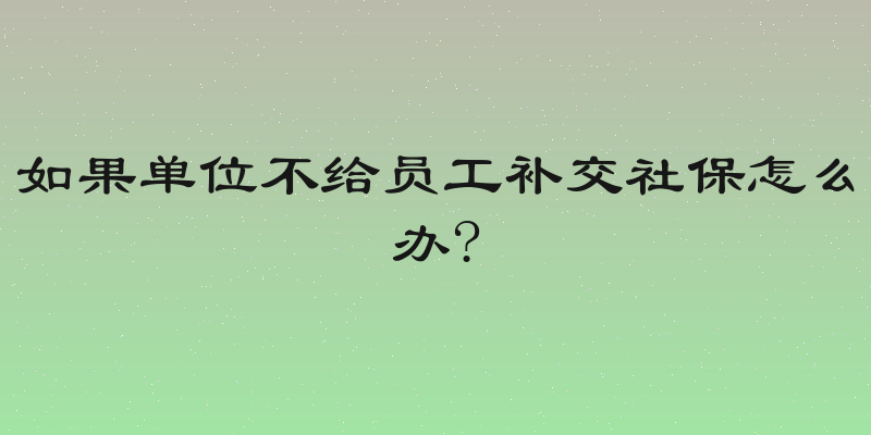 如果单位不给员工补交社保怎么办?