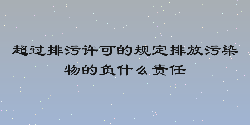 超过排污许可的规定排放污染物的负什么责任