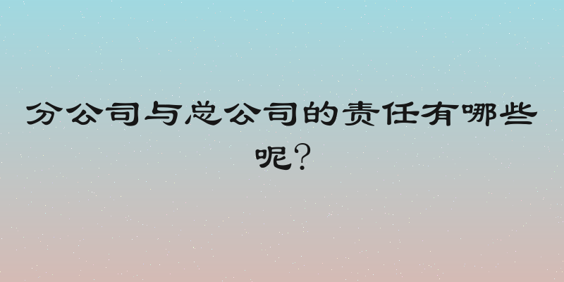 分公司与总公司的责任有哪些呢?