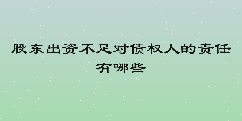 股东出资不足对债权人的责任有哪些