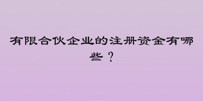 有限合伙企业的注册资金有哪些？