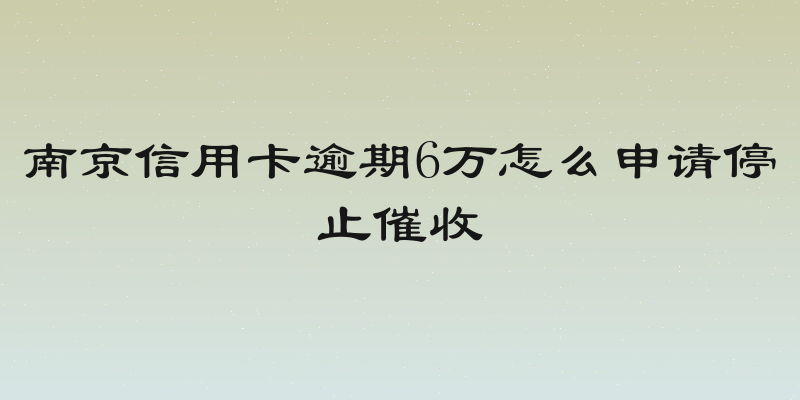 南京信用卡逾期6万怎么申请停止催收