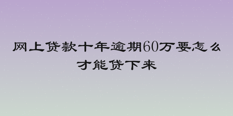 网上贷款十年逾期60万要怎么才能贷下来
