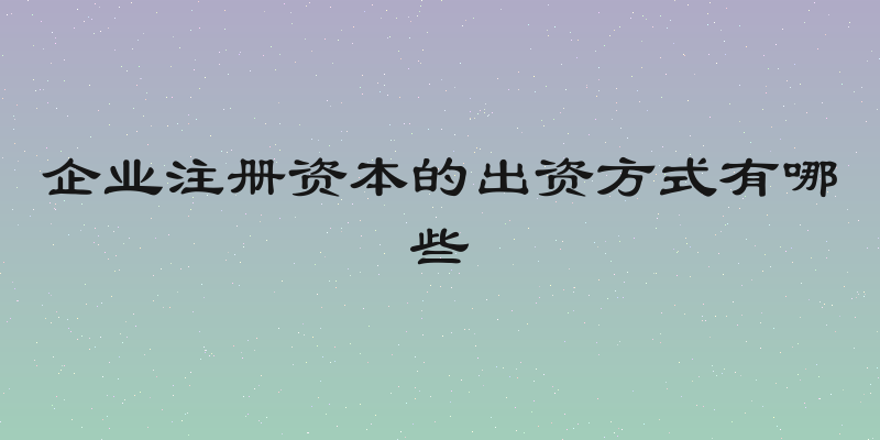 企业注册资本的出资方式有哪些