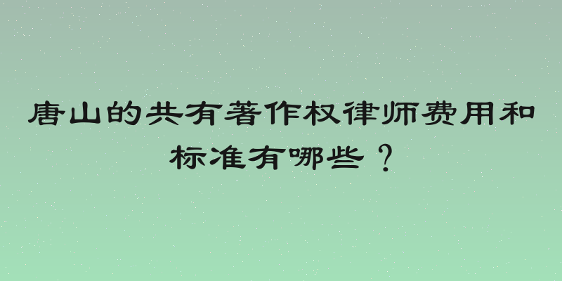 唐山的共有著作权律师费用和标准有哪些？