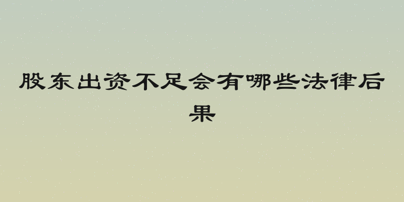 股东出资不足会有哪些法律后果