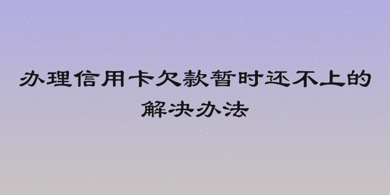 办理信用卡欠款暂时还不上的解决办法
