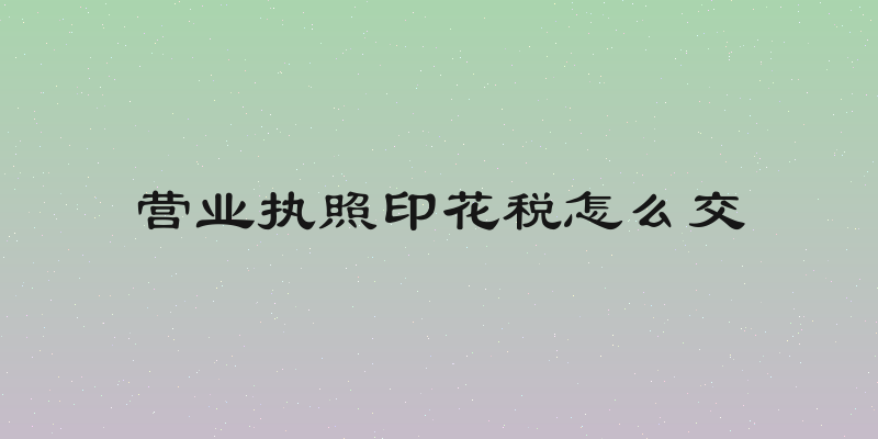 营业执照印花税怎么交