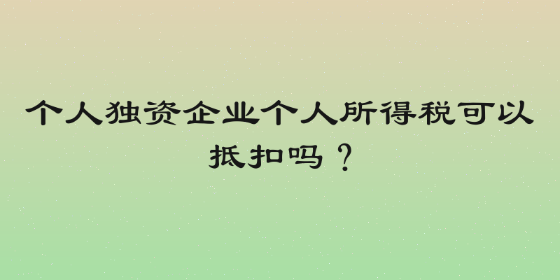 个人独资企业个人所得税可以抵扣吗？