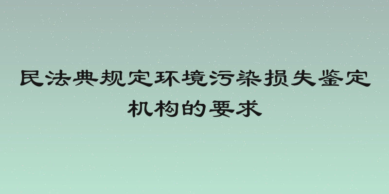 民法典规定环境污染损失鉴定机构的要求