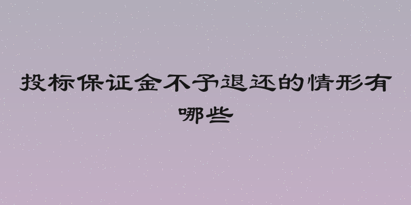 投标保证金不予退还的情形有哪些