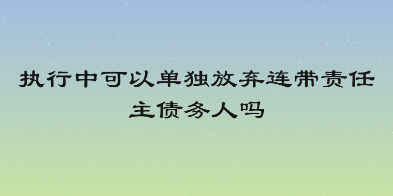 执行中可以单独放弃连带责任主债务人吗