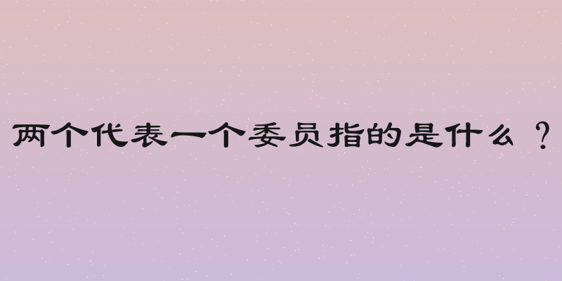 两个代表一个委员指的是什么？