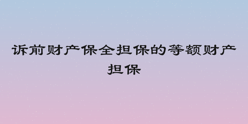 诉前财产保全担保的等额财产担保