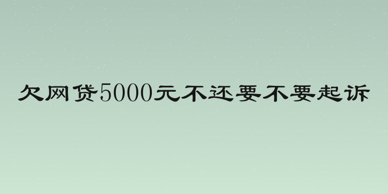 欠网贷5000元不还要不要起诉