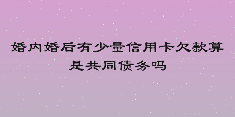 婚内婚后有少量信用卡欠款算是共同债务吗