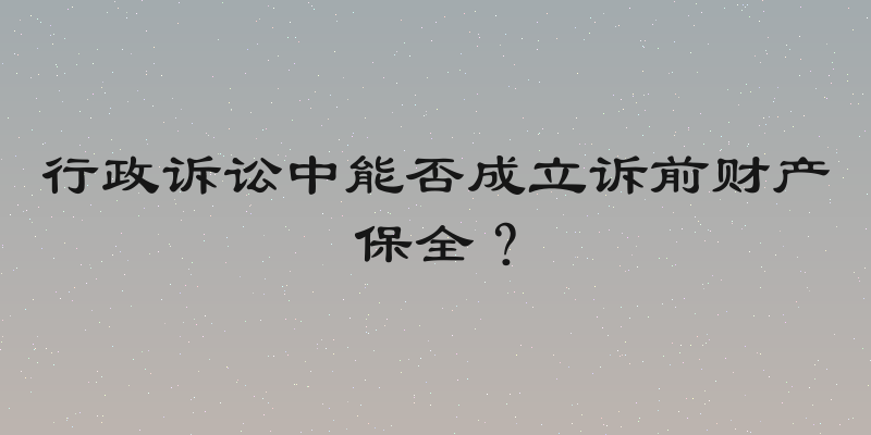 行政诉讼中能否成立诉前财产保全？