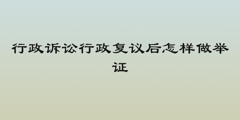 行政诉讼行政复议后怎样做举证