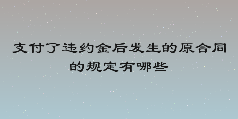 支付了违约金后发生的原合同的规定有哪些