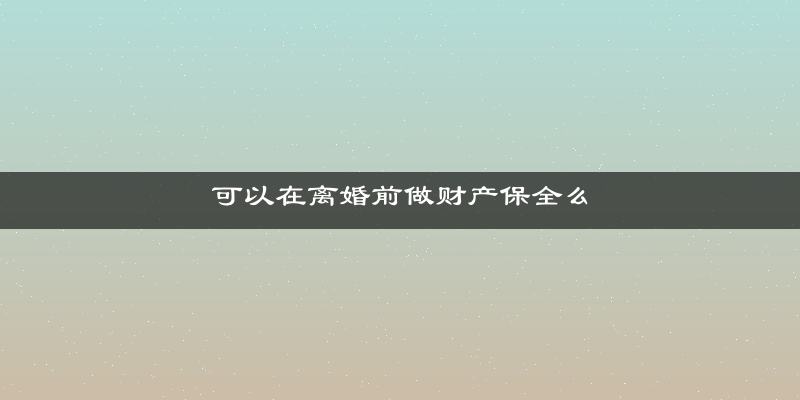 可以在离婚前做财产保全么